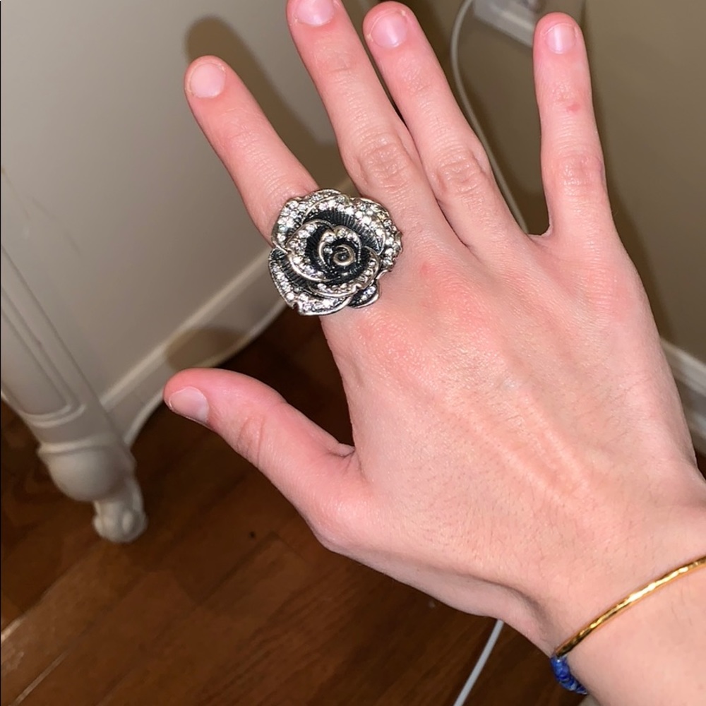 Silver rose ring
